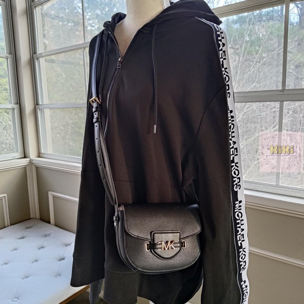 BRAND NEW Michael Kors Reed Small Pebbled Leather Crossbody Bag Black 35F3G6RC1T